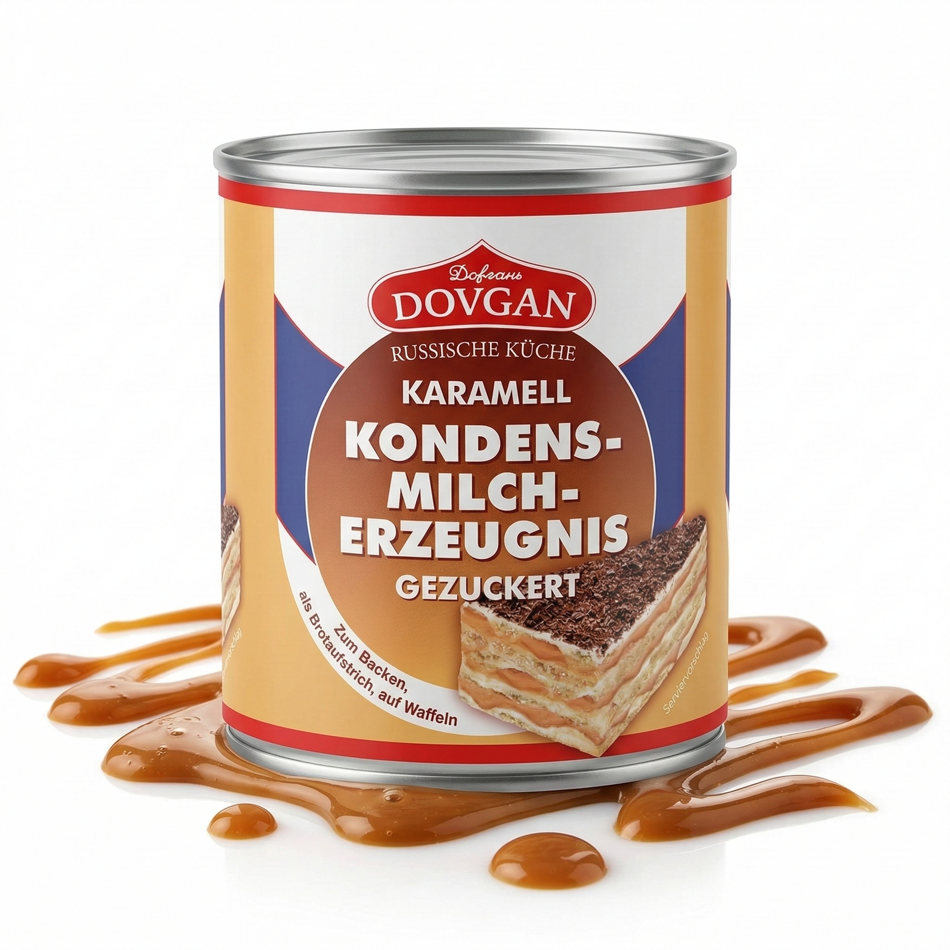 DOVGAN Gezuckertes Kondensmilcherzeugnis Karamell in 6x397g Dosen, ideal zum Kochen und Verfeinern von Desserts