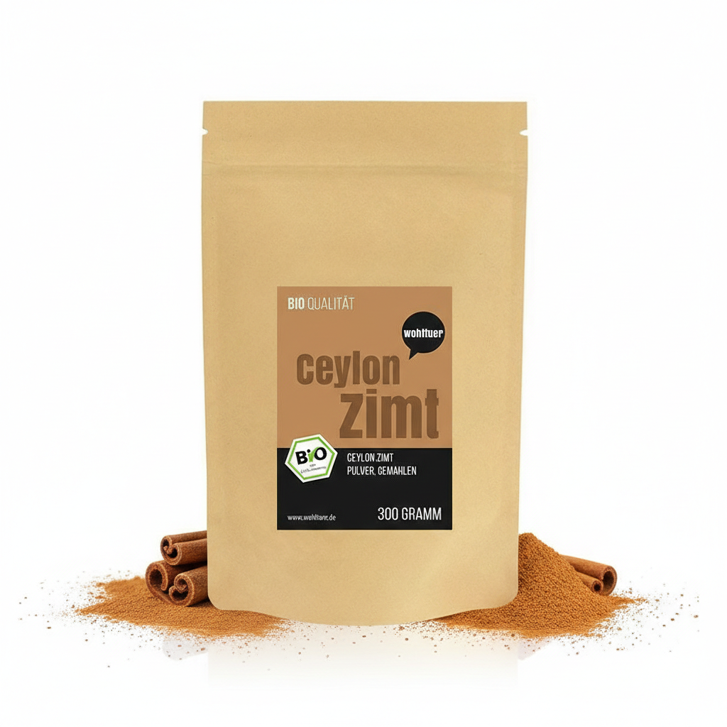 Wohltuer Bio Ceylon Zimt, 300g, fein gemahlene Gewürze für Backen und Kochen, in dekorativer Verpackung
