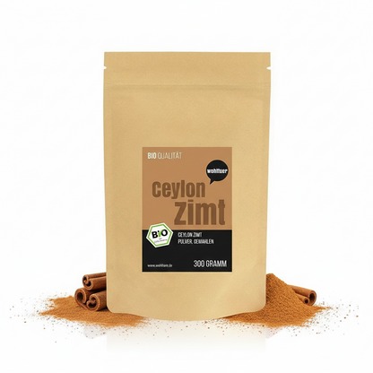 Wohltuer Bio Ceylon Zimt, 300g, fein gemahlene Gewürze für Backen und Kochen, in dekorativer Verpackung