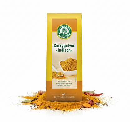 Lebensbaum Bio-Currypulver in Gewürzpackung, indische Gewürzmischung, 3 x 50g, für Currys und indische Gerichte