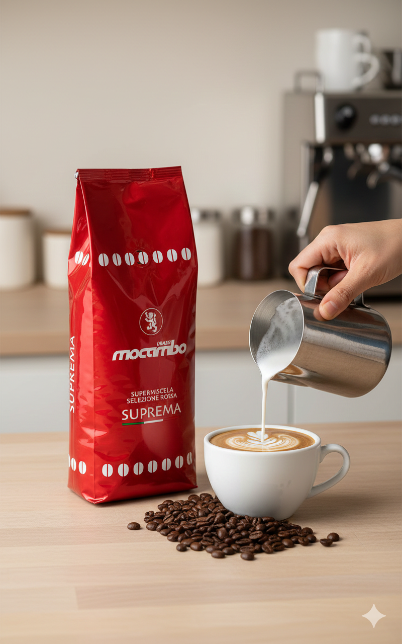 Mocambo Suprema Kaffeebohnen 1kg, Frühstückskaffee, frisch geröstete Bohnen in einer Packung, ideal für Kaffeezubereitung zu Hause