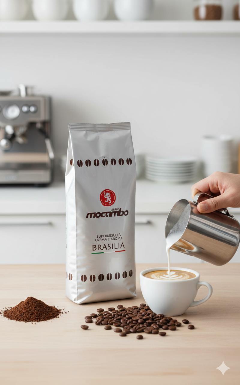 Mocambo Brasilia Kaffeebohnen, 1kg, für Frühstück, braune Kaffeebohnen in einer Packung, Markenname Macambo sichtbar