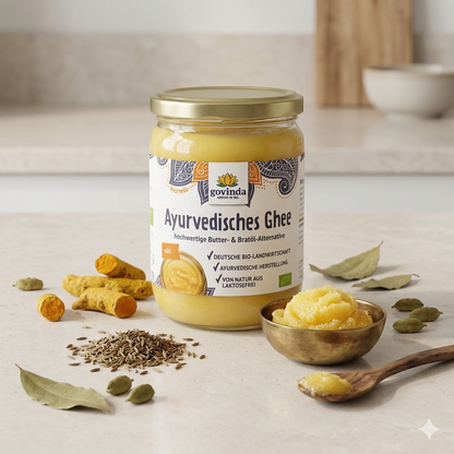 GOVINDA Bio Ghee zum Backen, natürliche ayurvedische Butter, in einer 420g Packung, cremige Konsistenz, für gesunde Backrezepte