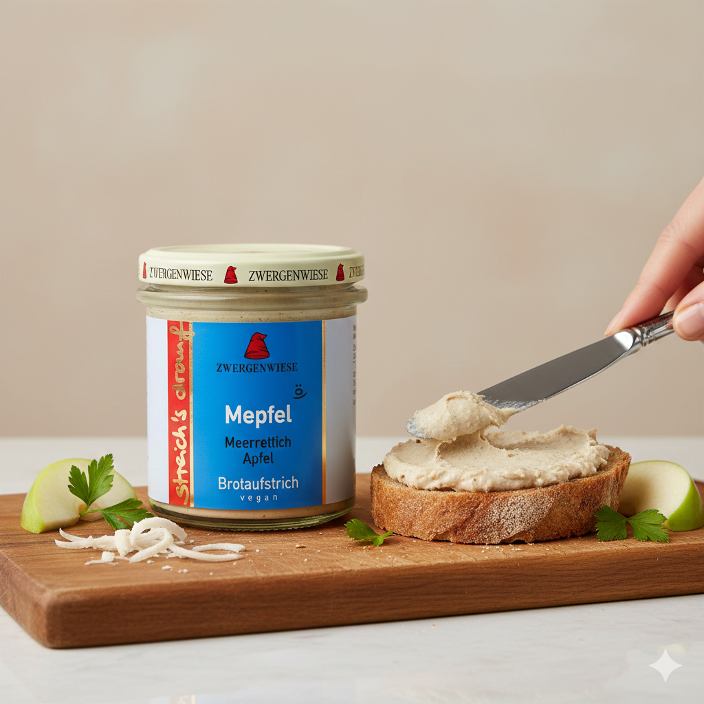 Zwergenwiese Bio Aufstrich streichs drauf Mepfel (Merrettich-Apfel) laktosefrei, 160 g - fit and life shop