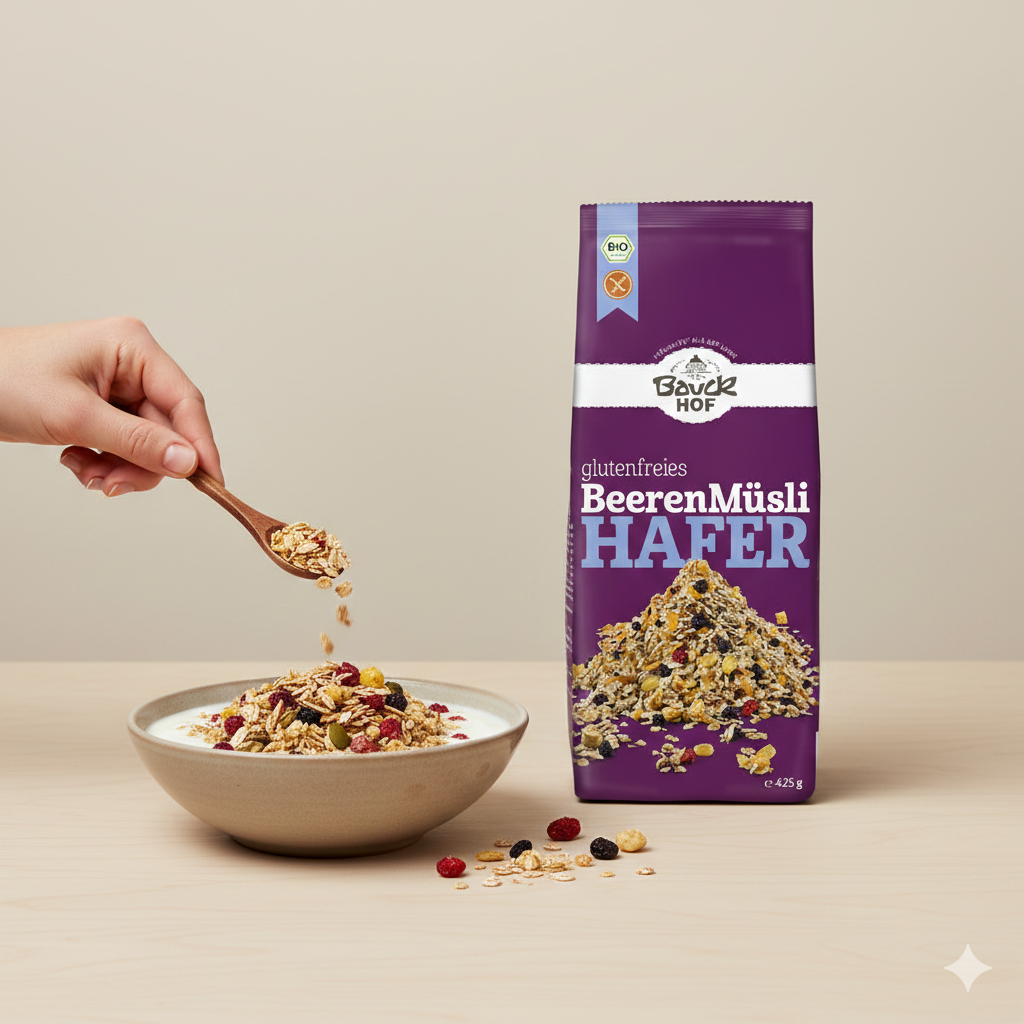 Bauckhof Hafermüsli Beeren glutenfrei (1 x 425 g) - Bio - fit and life shop