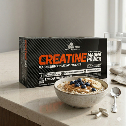 Olimp Creatine Mega Caps, 120 Kapseln, proteinreiche Creatin-Kapseln für Muskelaufbau und Leistungssteigerung.