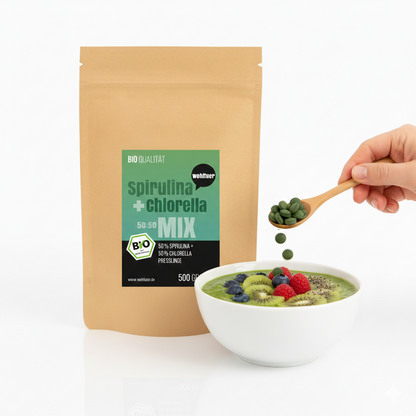 Wohltuer Spirulina + Chlorella Bio Algen Mix Tabletten - 500g