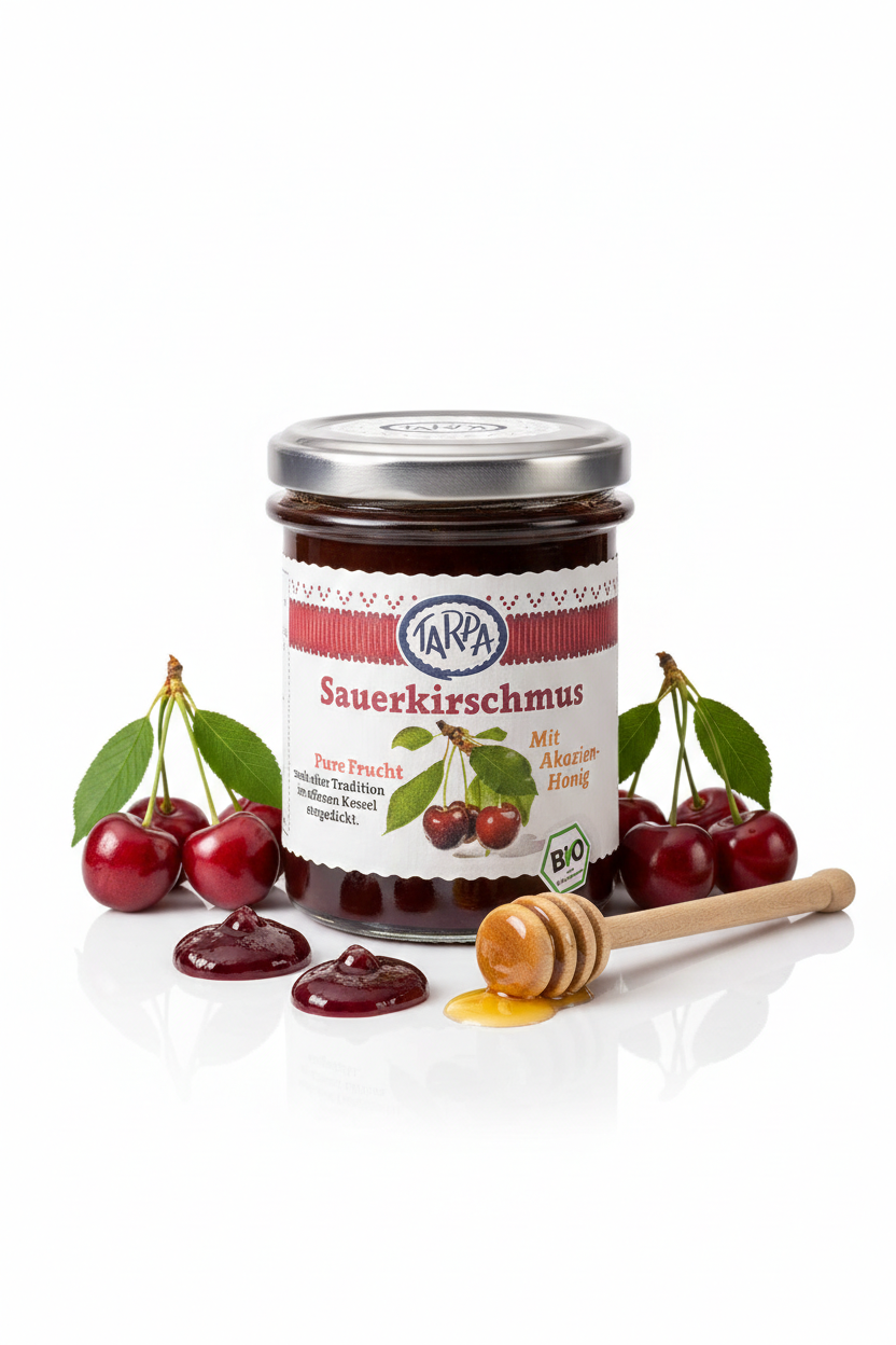 Tarpa Bio Sauerkirschmus mit Akazienhonig 220 g - fit and life shop