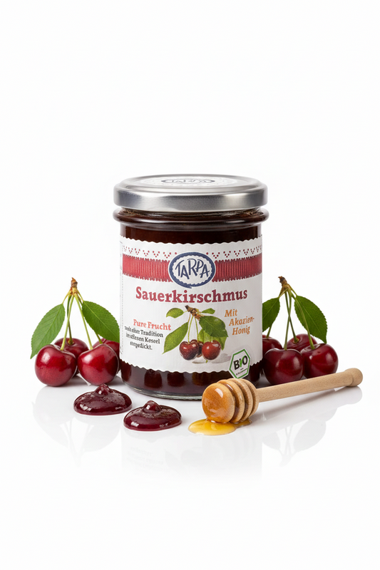 Tarpa Bio Sauerkirschmus mit Akazienhonig 220 g - fit and life shop