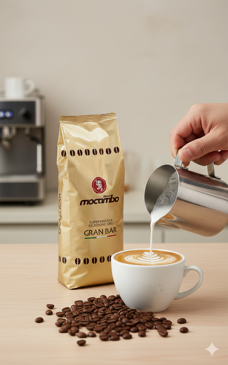 Mocambo Gran Bar Frühstücks-Schokolade von Macambo, 1 kg, mit einer Bildaufnahme der Schokolade in einer Packung.