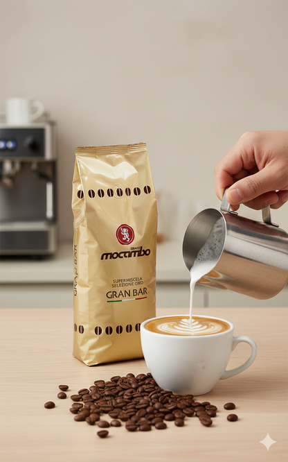 Mocambo Gran Bar Frühstücks-Schokolade von Macambo, 1 kg, mit einer Bildaufnahme der Schokolade in einer Packung.