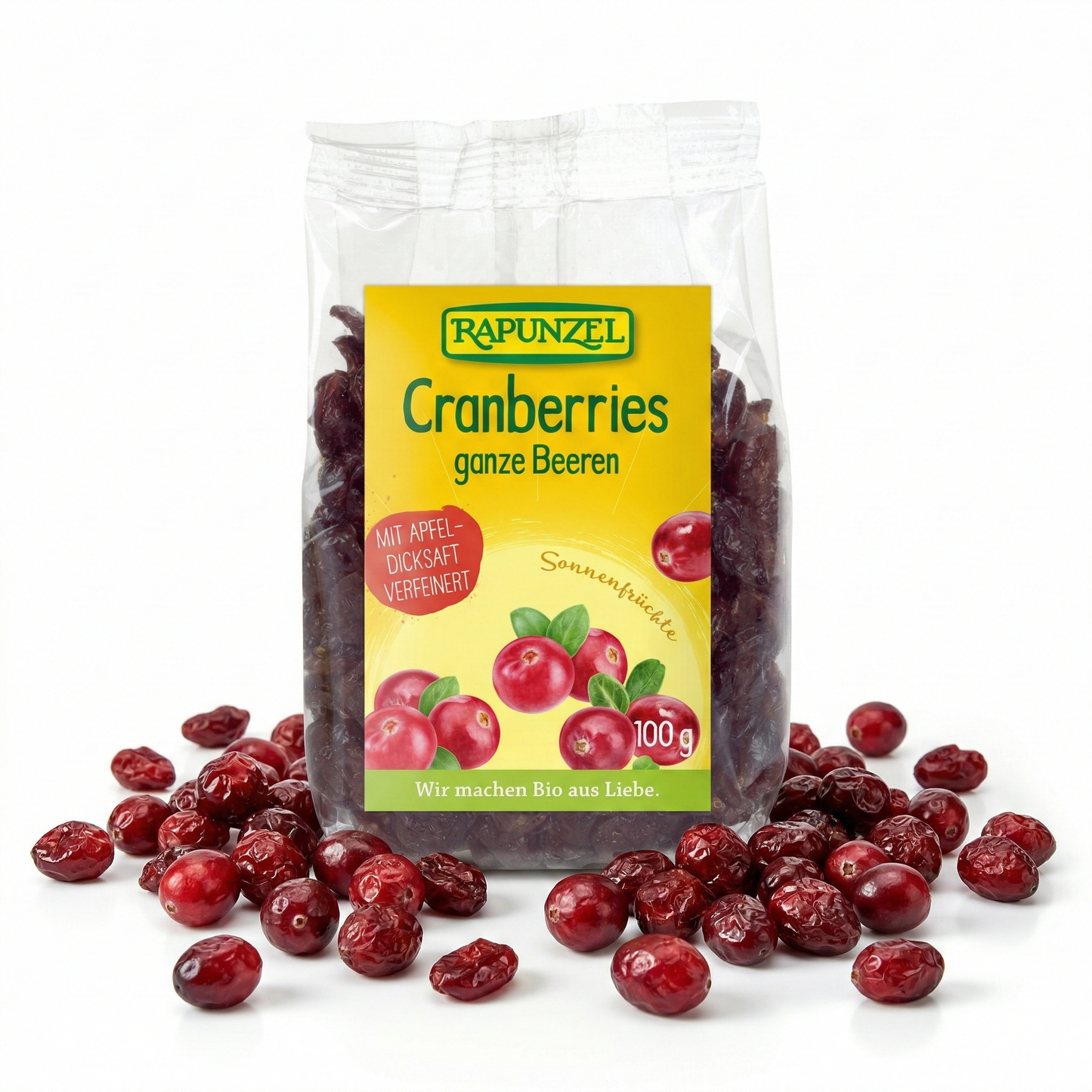 Getrocknete Bio-Himbeeren von Rapunzel, nährstoffreiche Früchte, ideal für Snacks und Müslis, ab 100g.