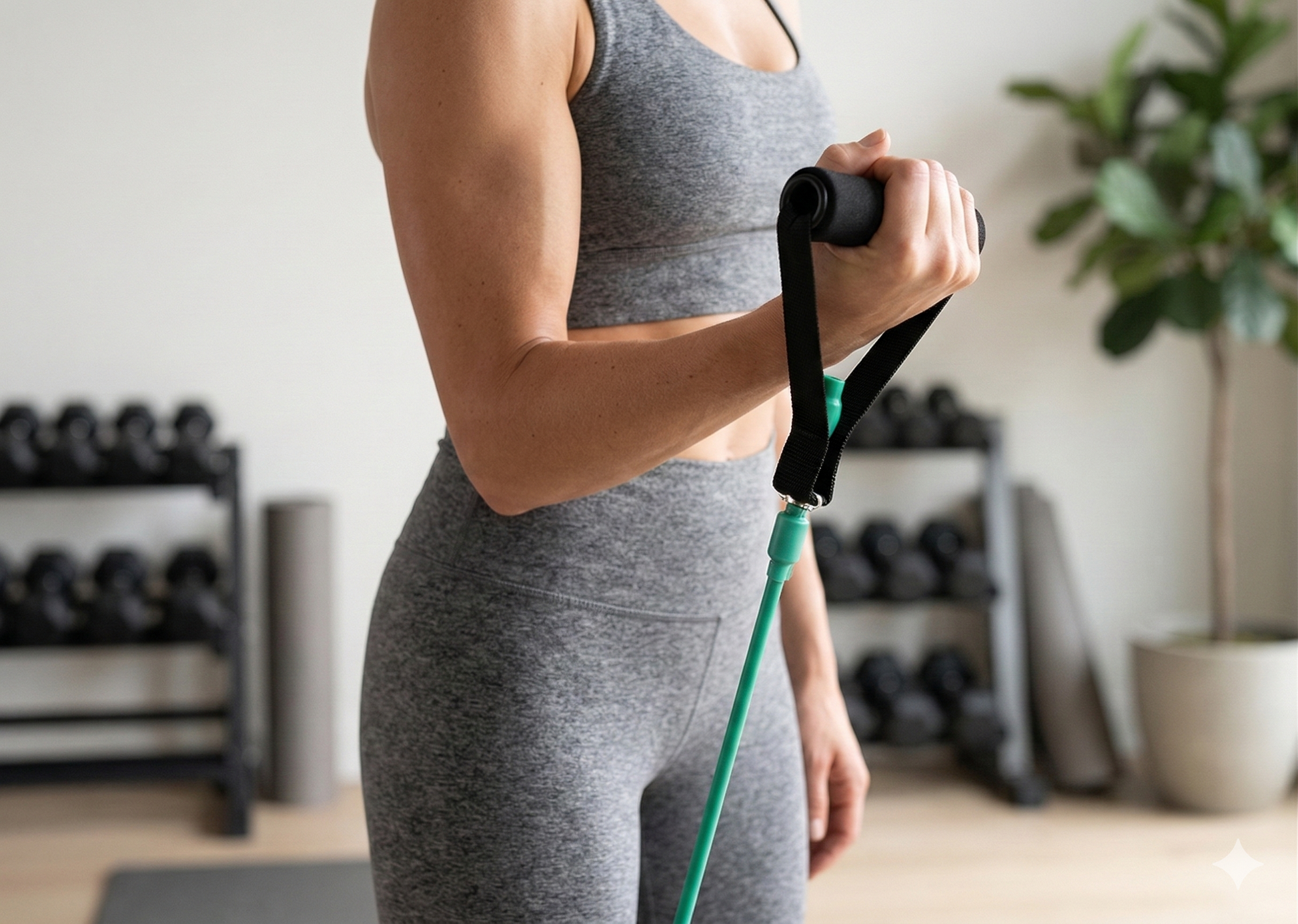 Dittmann BodyTube Gymnastikband mit Plastikgriffen in verschiedenen Stärken für Fitness-Training, auf weißem Hintergrund