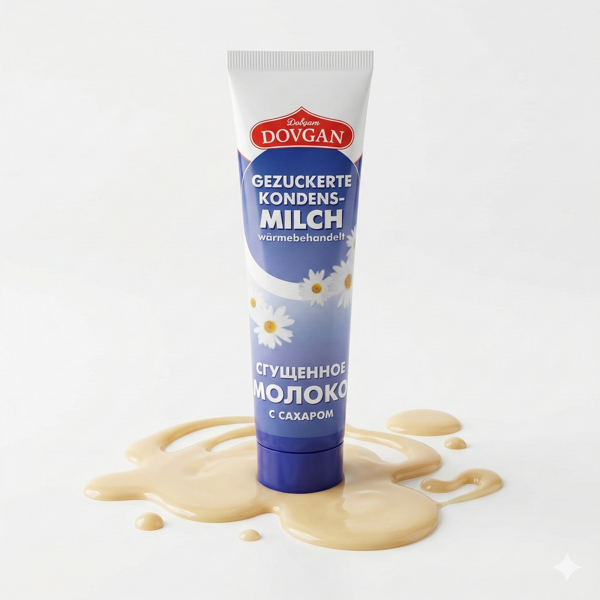 DOVGAN gezuckerte Kondensmilch in Tube für Backrezepte, 3x150g, cremige Süßung für Kuchen und Desserts