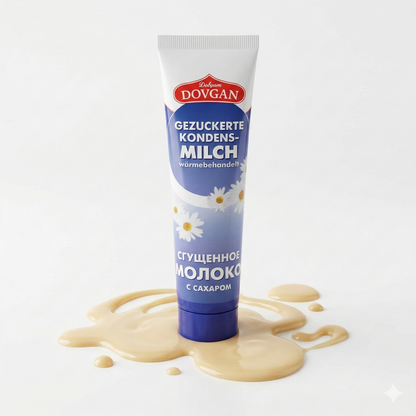 DOVGAN gezuckerte Kondensmilch in Tube für Backrezepte, 3x150g, cremige Süßung für Kuchen und Desserts