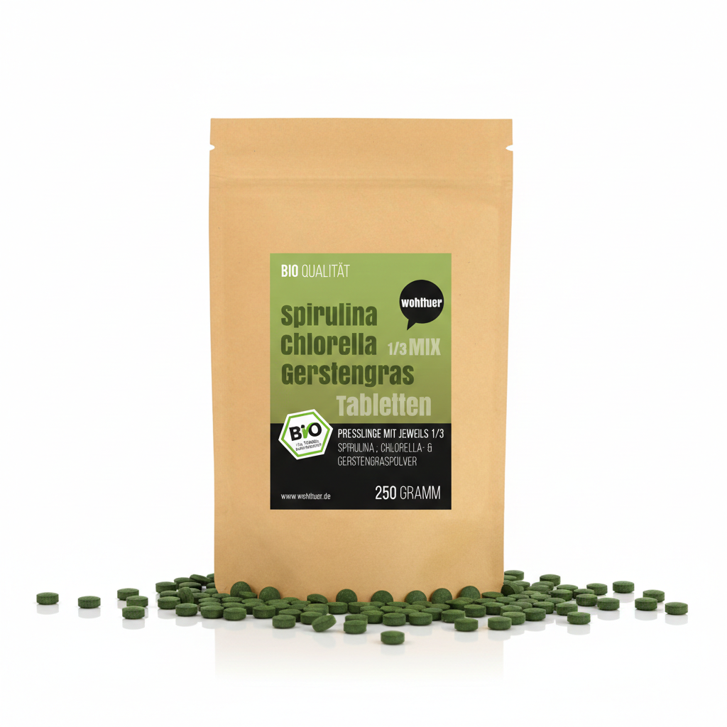Wohltuer Spirulina Chlorella Gerstengras Mischung - 250g