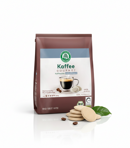 Bio Gourmet Caffè Crema Entkoffeiniert Frühstückspads von Lebensbaum, cremiger Kaffee, 126 g, ideal für den morgendlichen Genuss