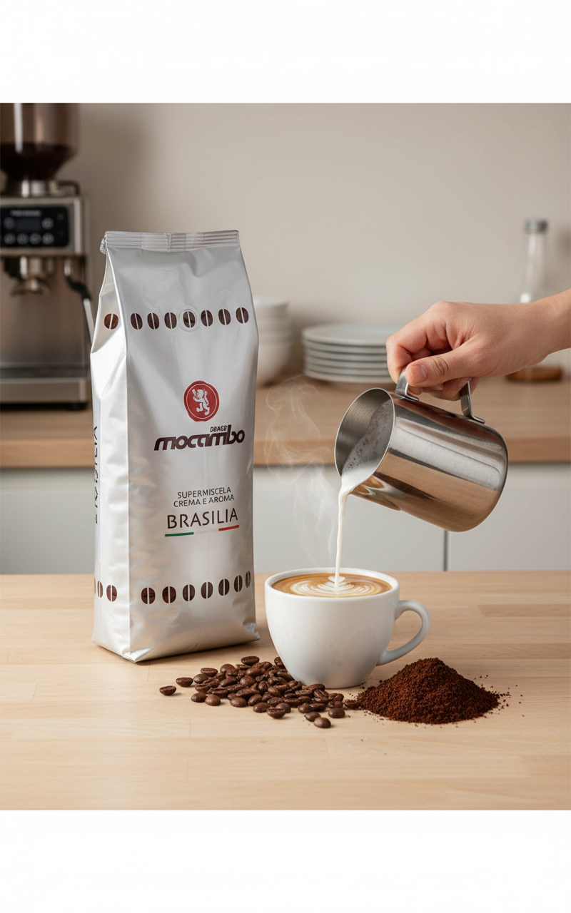 Mocambo Brasilia Kaffeebohnen, 1kg, frisch für Frühstück, braune Kaffeebohnen in einer Verpackung, von Macambo.