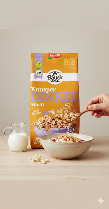 Bauckhof Dinkel Müsli, Knusperzart (1 x 425g) - fit and life shop