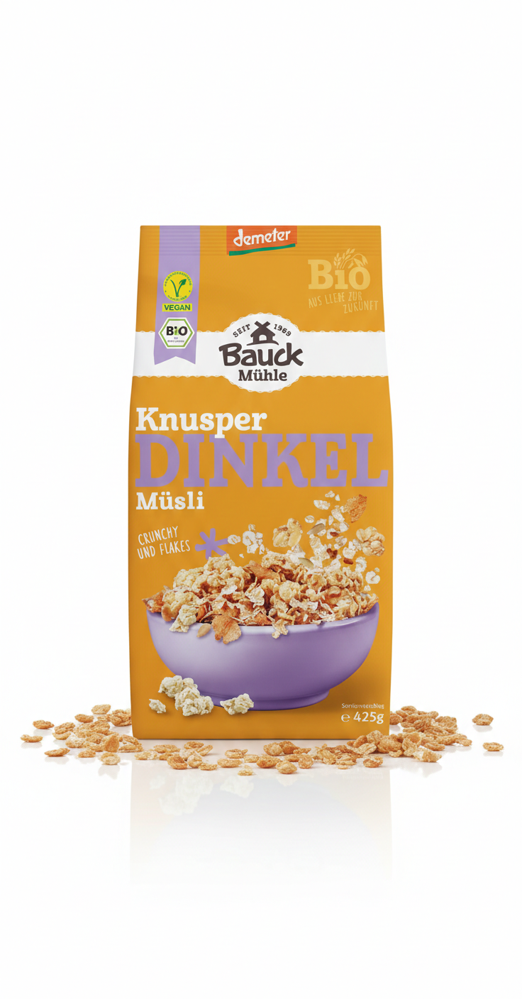 Bauckhof Dinkel Müsli, Knusperzart (1 x 425g) - fit and life shop