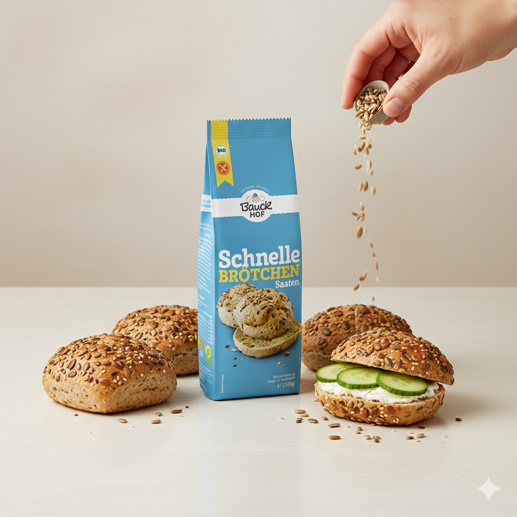 Bauckhof Schnelle Brötchen Saaten glutenfrei Bio 500g - fit and life shop