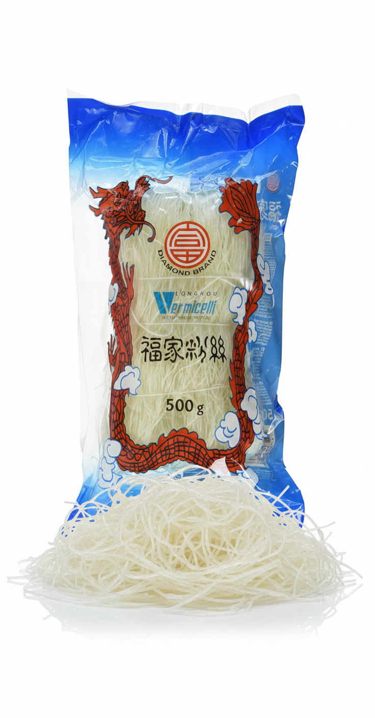 Lange Longkou Glasnudeln aus China, 10 Packungen à 250g, zum Kochen, feine transparente asiatische Nudeln