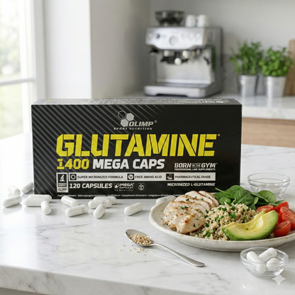 Olimp Glutamine Mega Caps, 120 Kapseln, BCAA und L-Glutamin in Kapseln, für Muskelregeneration und Leistungssteigerung