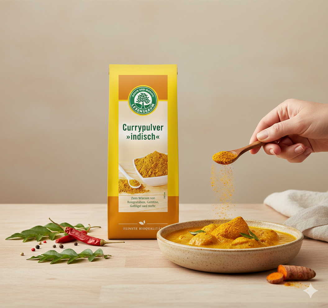 Lebensbaum Bio-Currypulver, indisches Gewürz, 3 x 50g, fein gemahlen, für Currys und asiatische Gerichte
