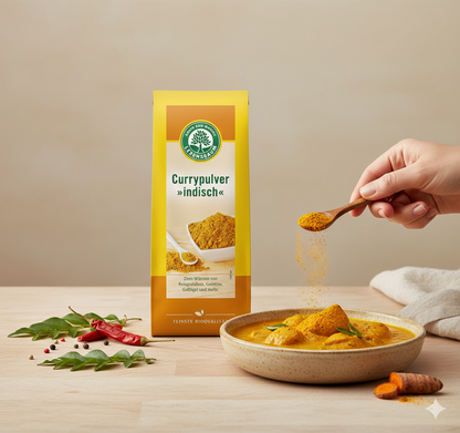 Lebensbaum Bio-Currypulver, indisches Gewürz, 3 x 50g, fein gemahlen, für Currys und asiatische Gerichte