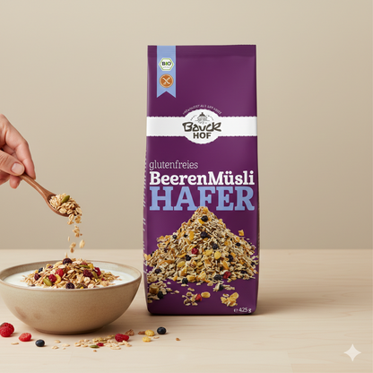 Bauckhof Hafermüsli Beeren glutenfrei (1 x 425 g) - Bio - fit and life shop