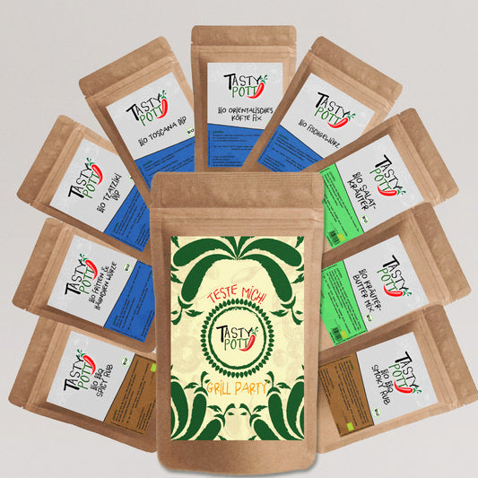Tasty Pott Bio Grill Party Set - 9x 30g Probierset - Grillgewürze