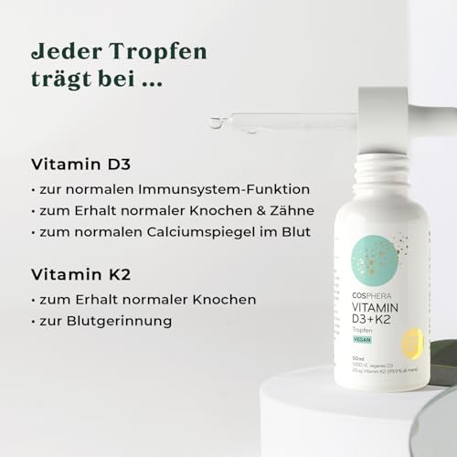 Informationen zu Cosphera Vitamin D3 + K2 Drops Tropfen vegan - 50 ml Liquid 