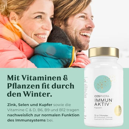 COSPHERA® Immun Aktiv Komplex mit Vitaminen und Pflanzenstoffen – Produktmotiv „Fit durch den Winter“
