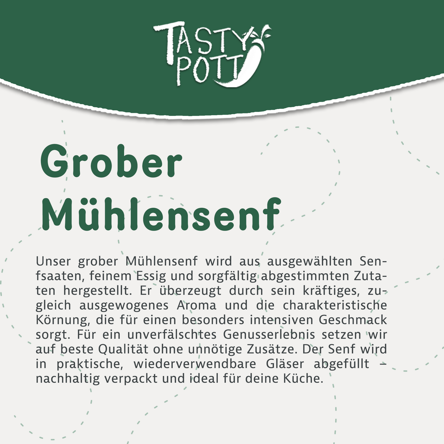 Tasty Pott Senf Auswahl - verschiedene Sorten im Glas