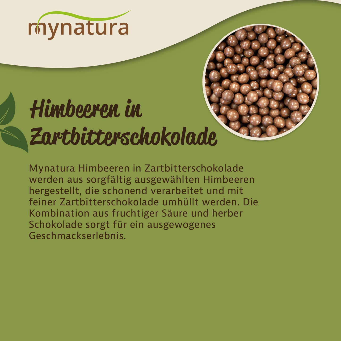 Mynatura gefriergetrocknete Himbeeren in Zartbitterschokolade – 1kg