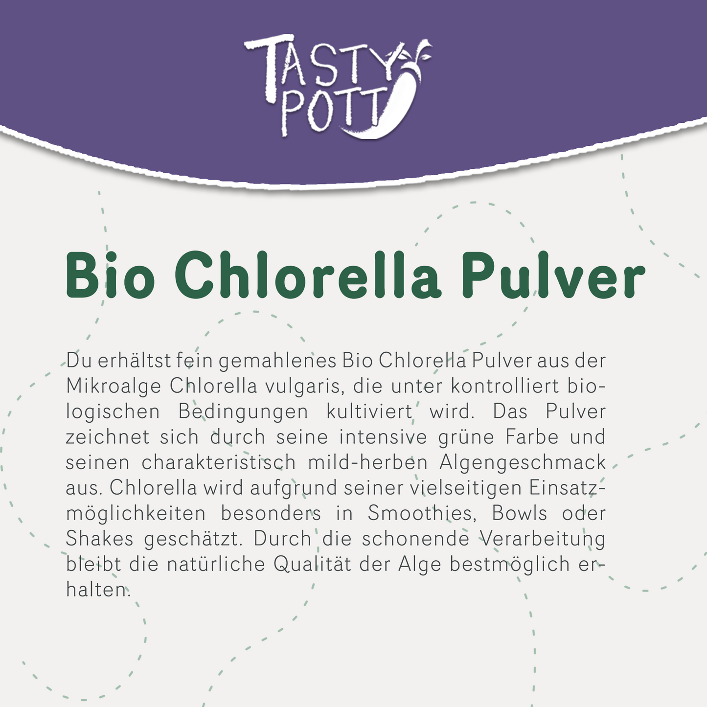 Tasty Pott Bio Chlorella Pulver - im Beutel