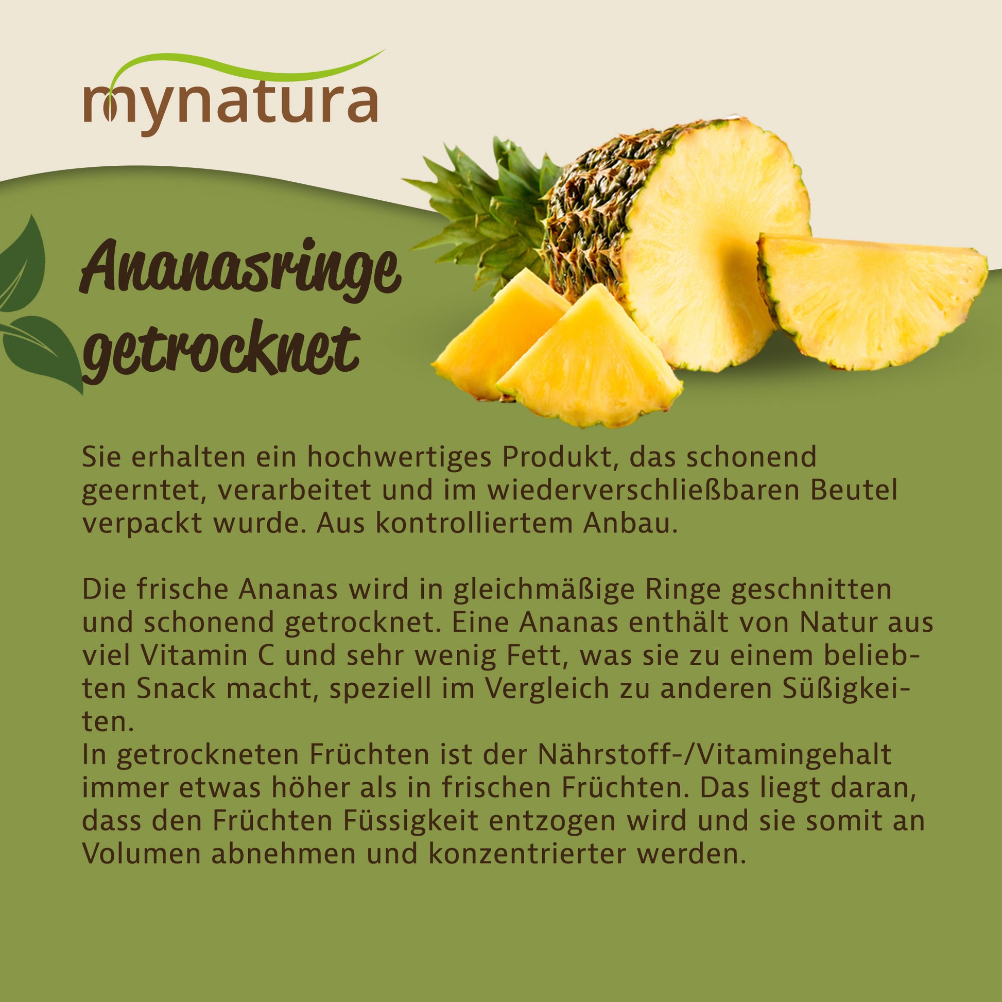 Mynatura Getrocknete Ananasringe – ab 1000g - fit and life shop