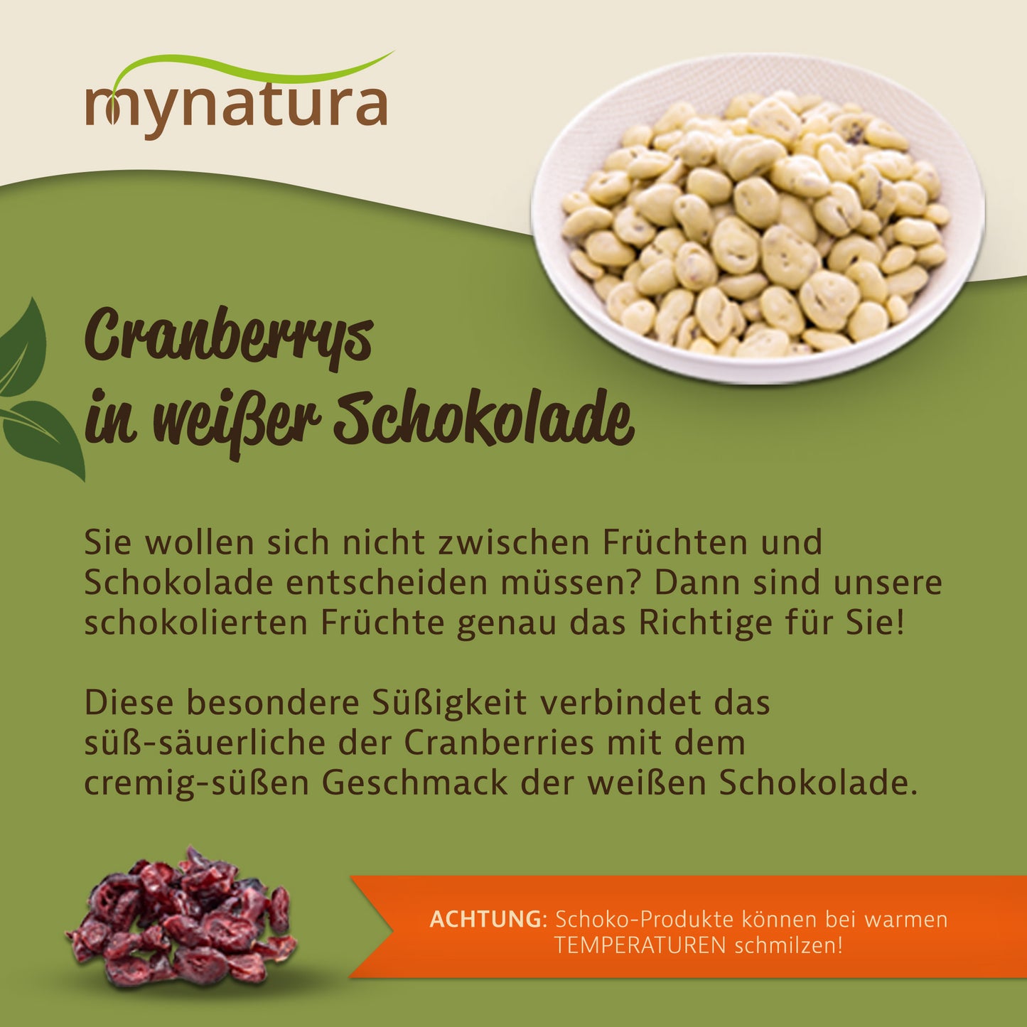 Mynatura Cranberries in weißer Schokolade – ab 1000g - fit and life shop