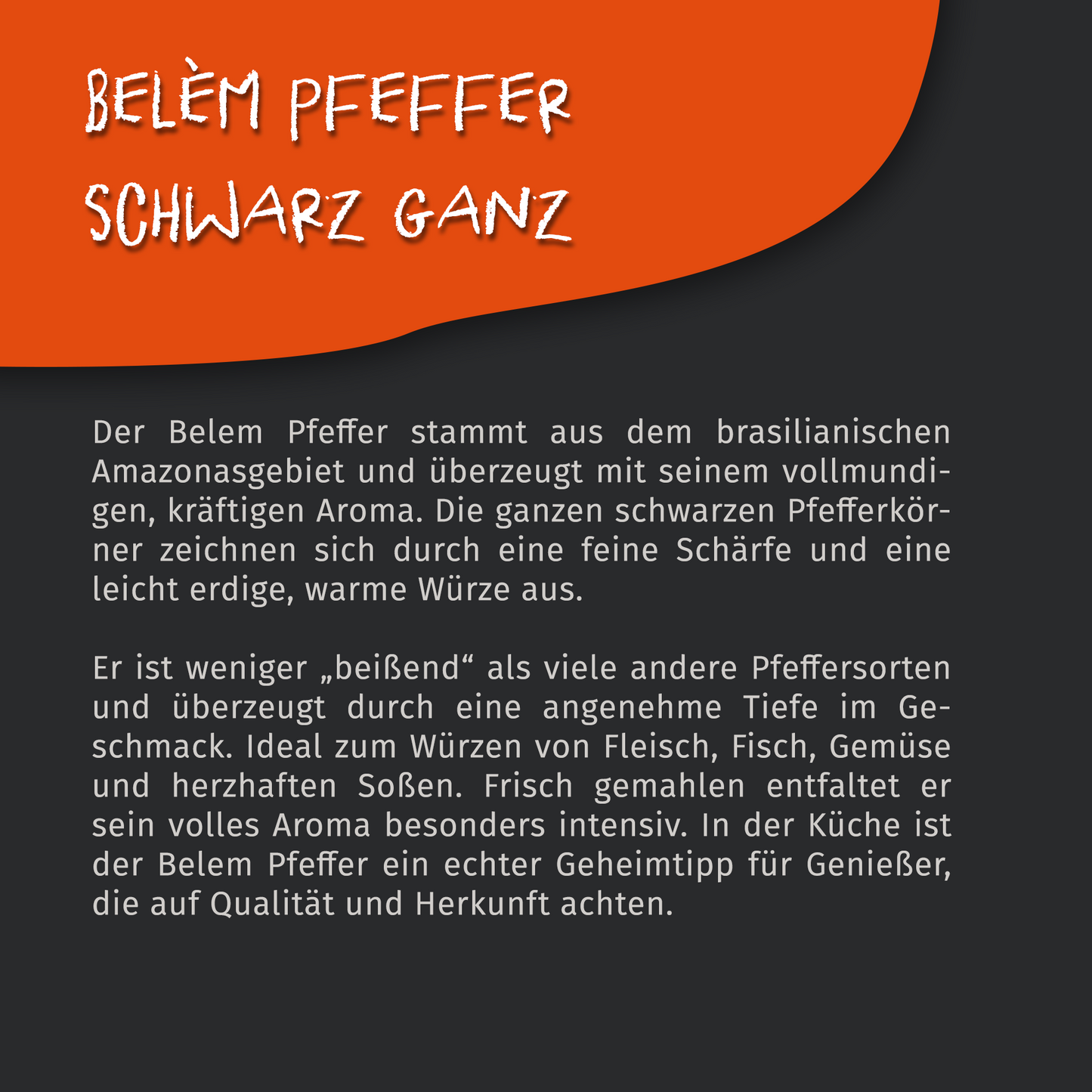 Tasty Pott Belem Pfeffer schwarz ganz - im Beutel