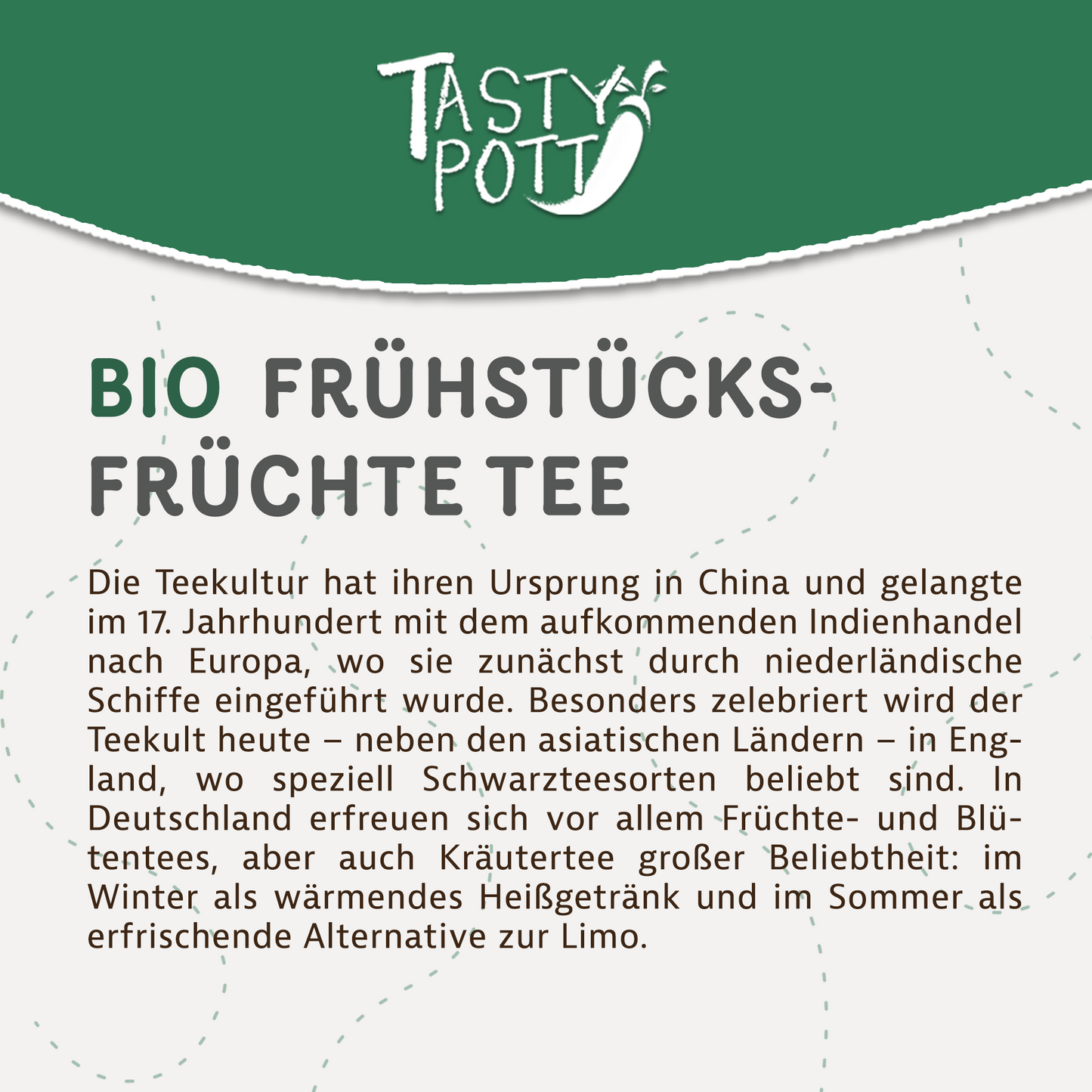 Tasty Pott Bio Frühstücks Früchte Tee 70g Dose