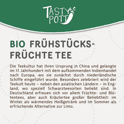 Tasty Pott Bio Frühstücks Früchte Tee 70g Dose