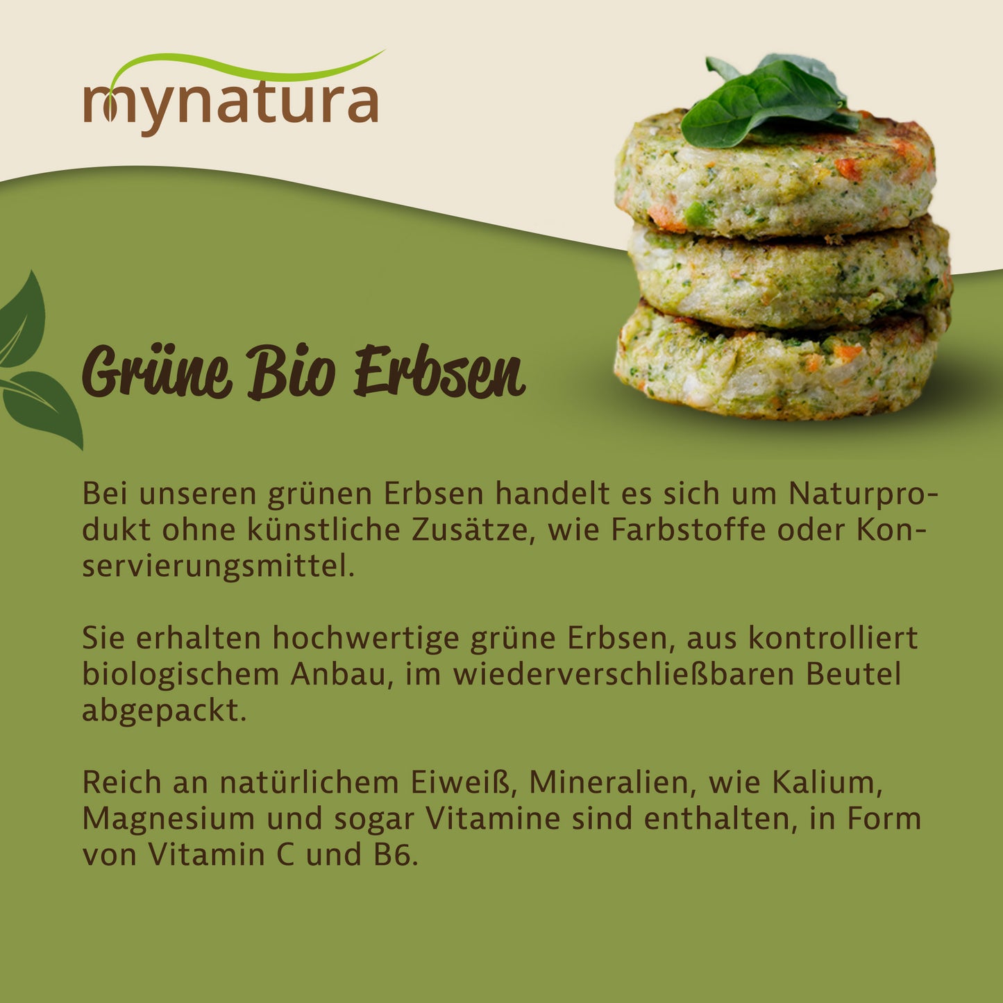 Mynatura Bio Grüne Erbsen - 1000g in verschiedenen Größen