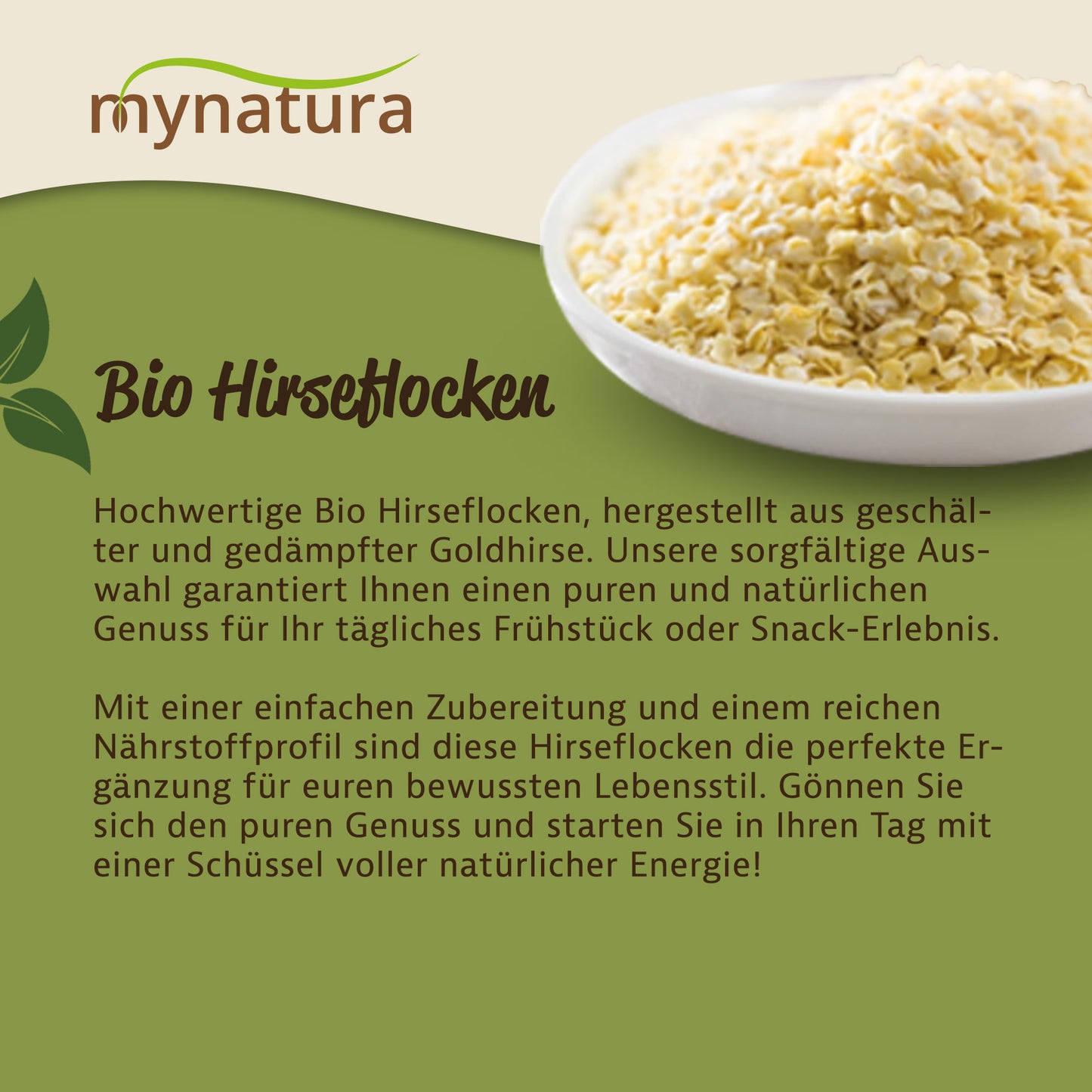 Mynatura Bio Hirseflocken - aus Goldhirse –  in verschiedenen Größen
