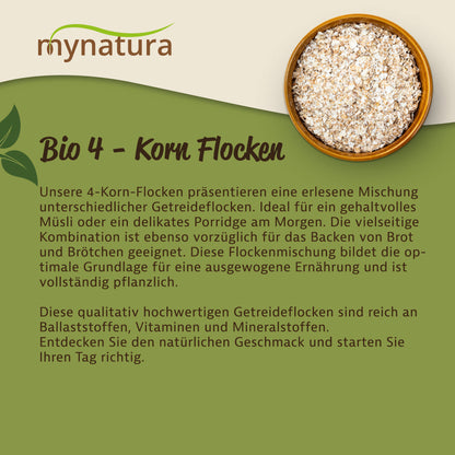 Mynatura Bio 4 Korn Flocken - Getreideflocken in verschiedenen Größen