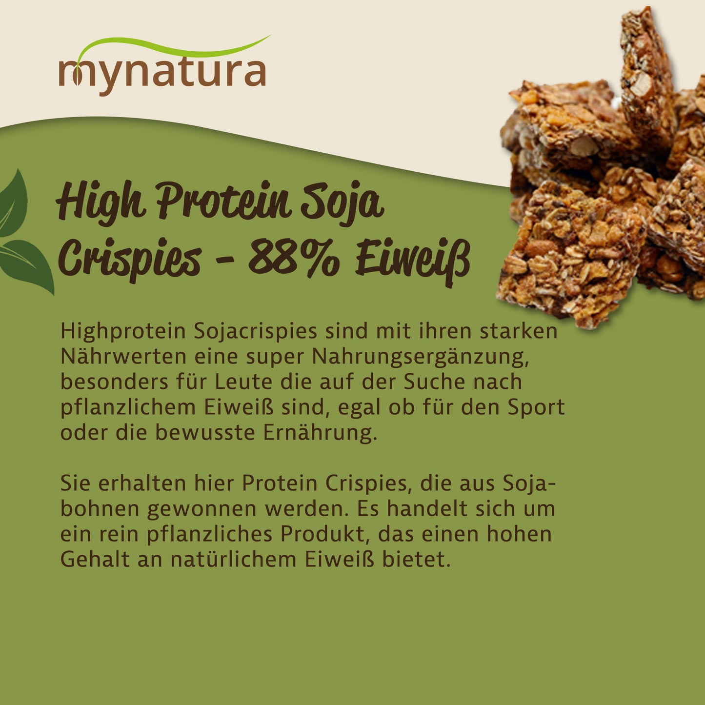 Mynatura Soja Protein Crispies – 88 % pflanzliches Eiweiß - 1000g