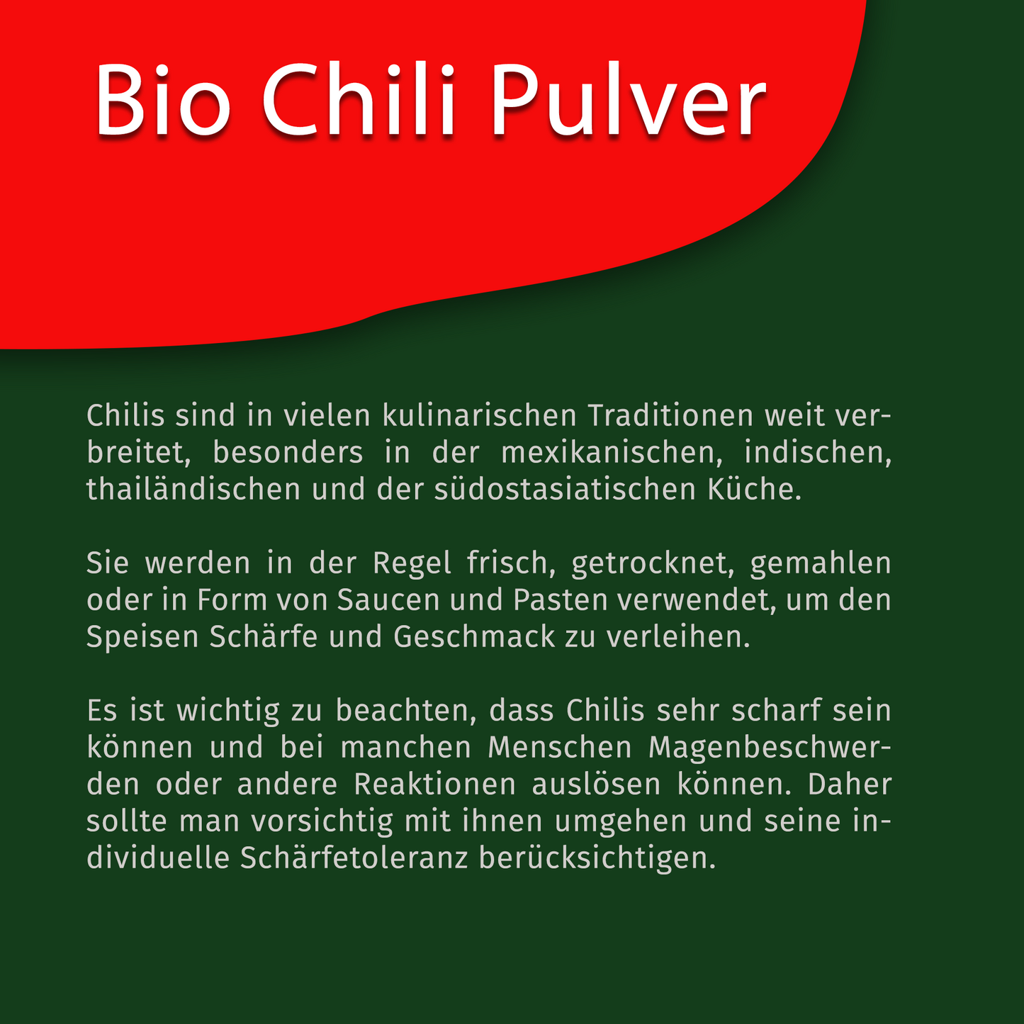 Tasty Pott Bio Chili Pulver - mittelscharf - 80g Dose
