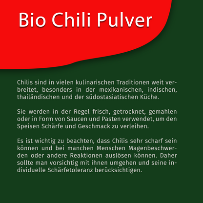 Tasty Pott Bio Chili Pulver - mittelscharf - 80g Dose