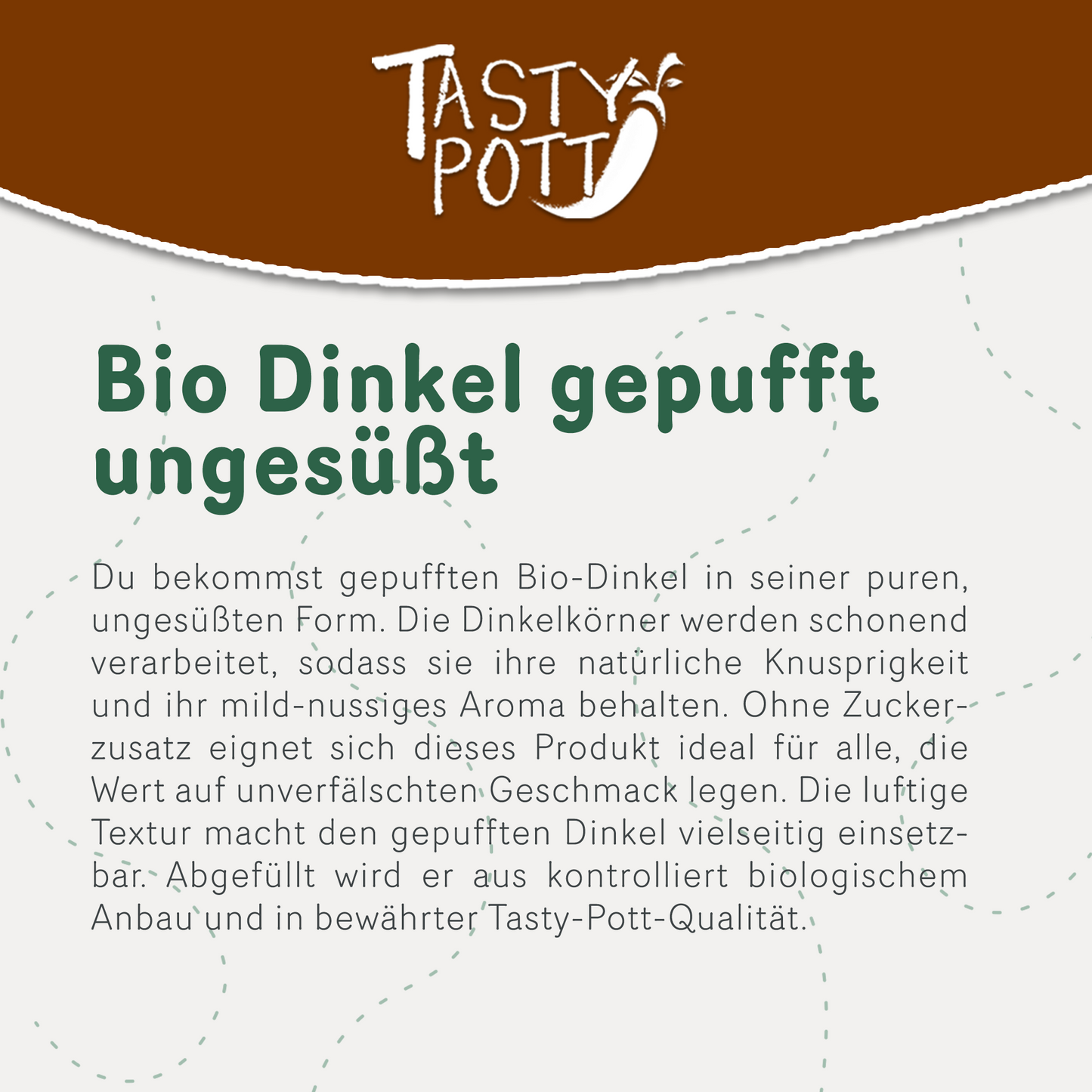 Tasty Pott Bio Dinkel gepufft & ungesüßt - im Beutel