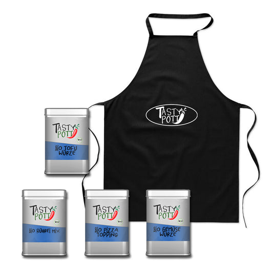 Tasty Pott Bio Gewürz Set 8 - Veggie Gewürze mit Schürze