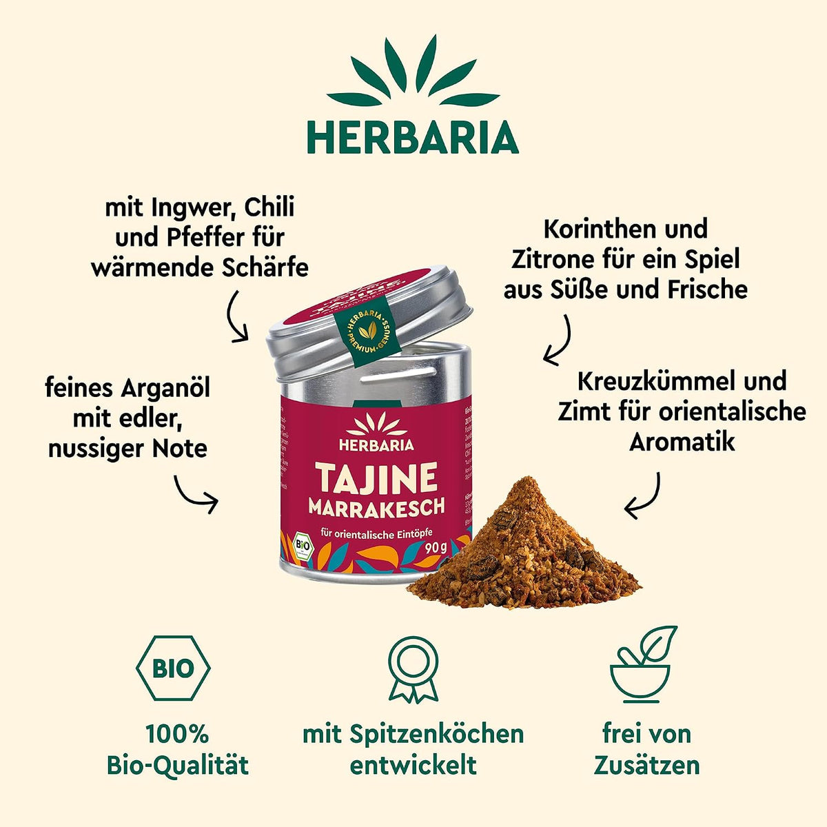 Herbaria Bio Tajine Marrakesch Marokkanische Mischung 90 g
